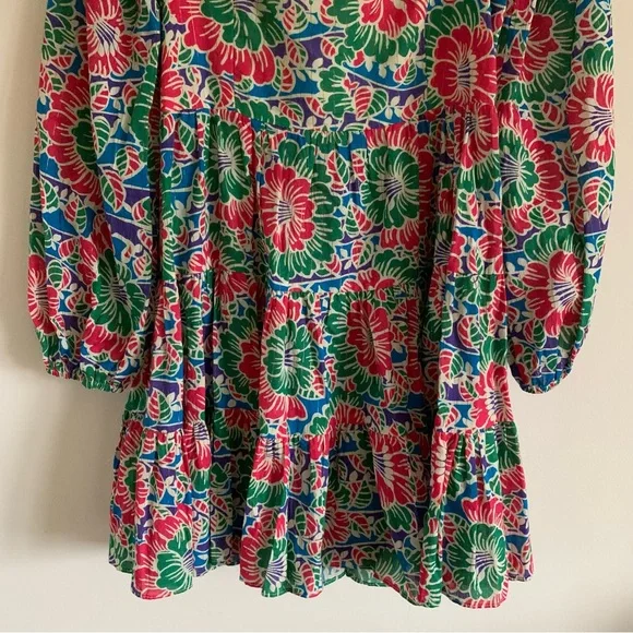 Rixo London Roxy Hibiscus Floral Long Sleeve Cotton Mini Dress, Medium - Picture 10 of 16